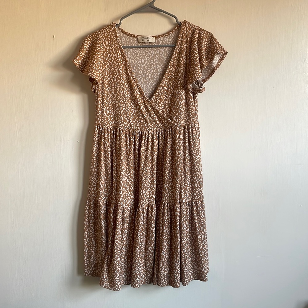 Orange Jessica Simpson leopard print dress size large in very good condition